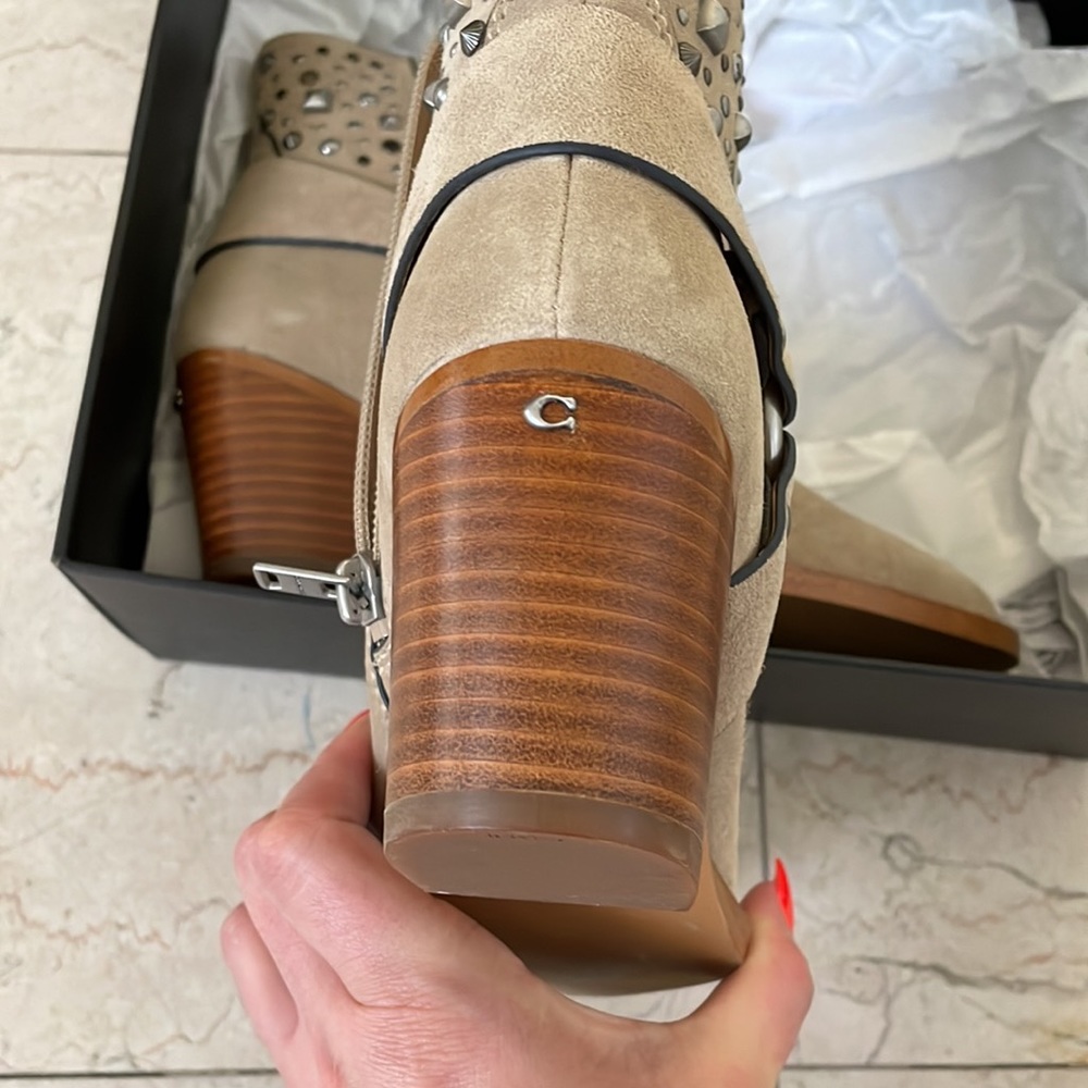 Coach Women Pia Stud West Boots in cream color - Picture 12 of 13